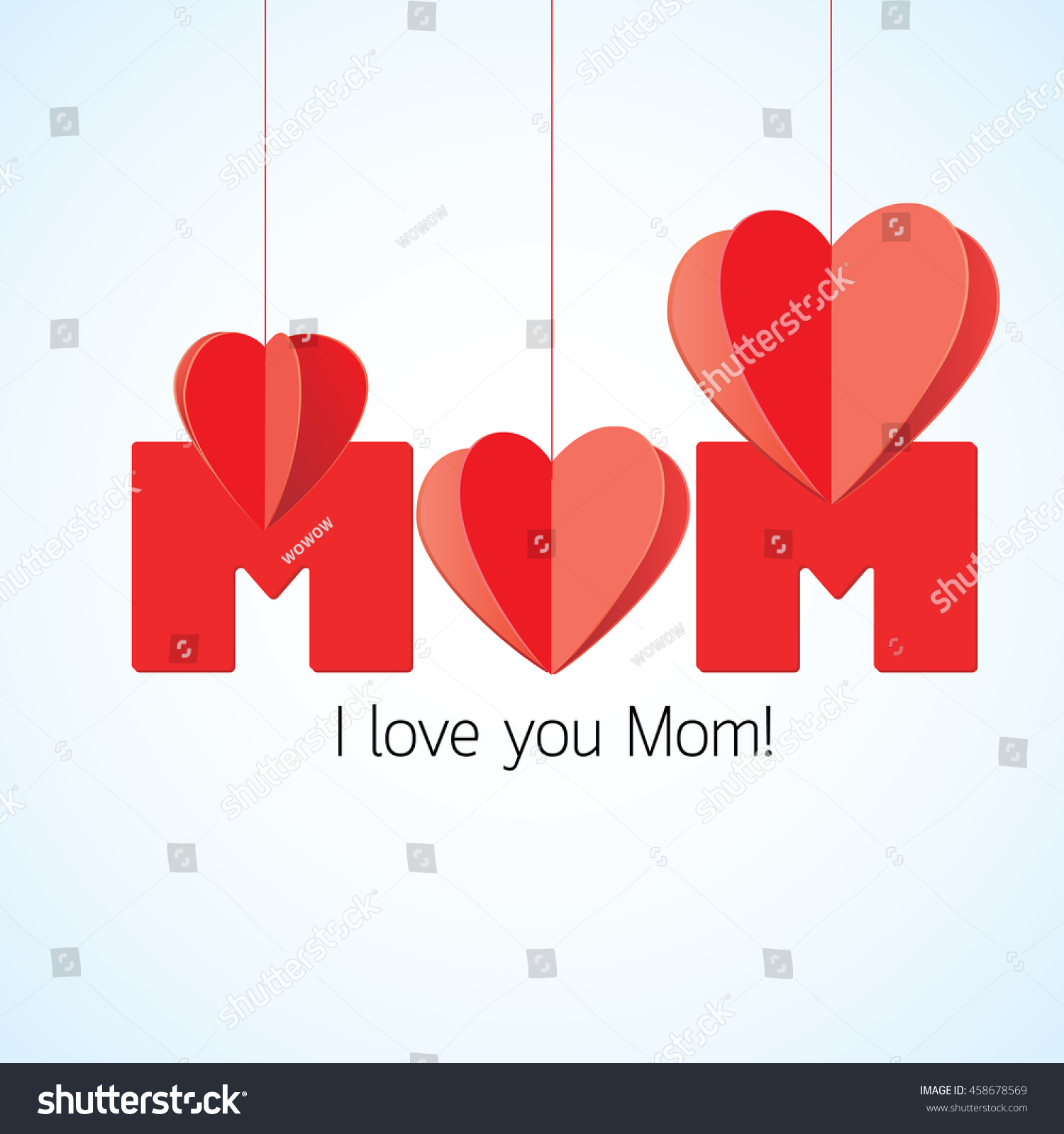 Red Heart Mom Hanging Letters On Stock Vector Hd (Royalty Free