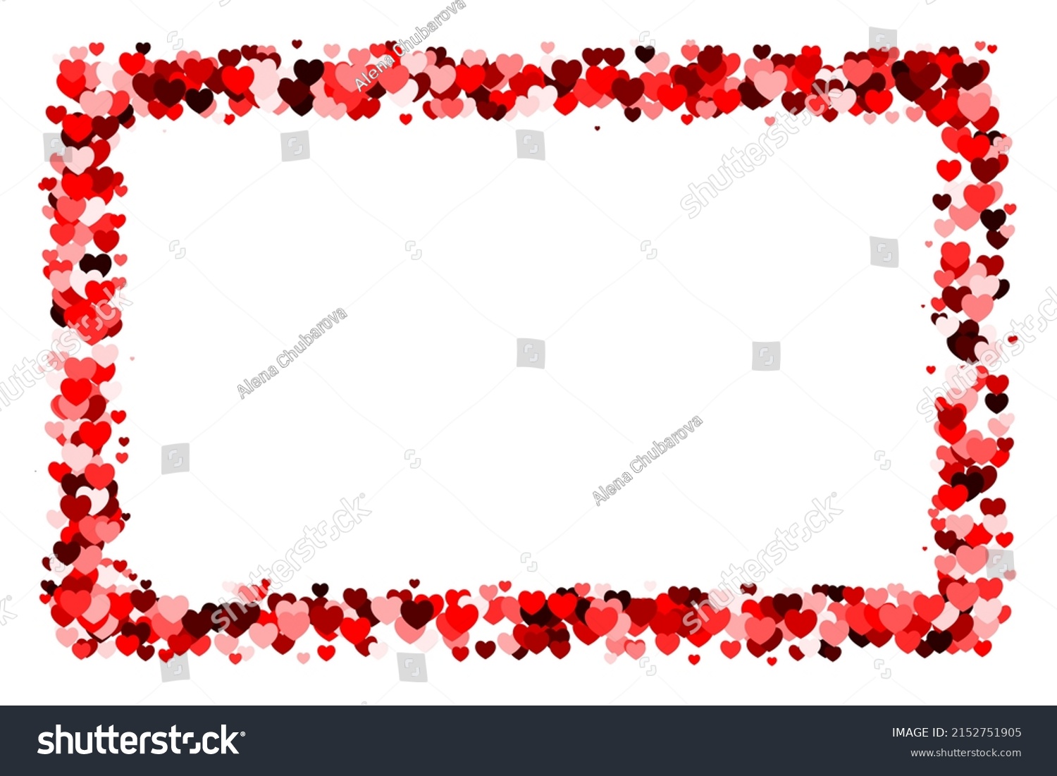 Red Heart Horizontal Rectangle Frame Space Stock Vector (Royalty Free ...