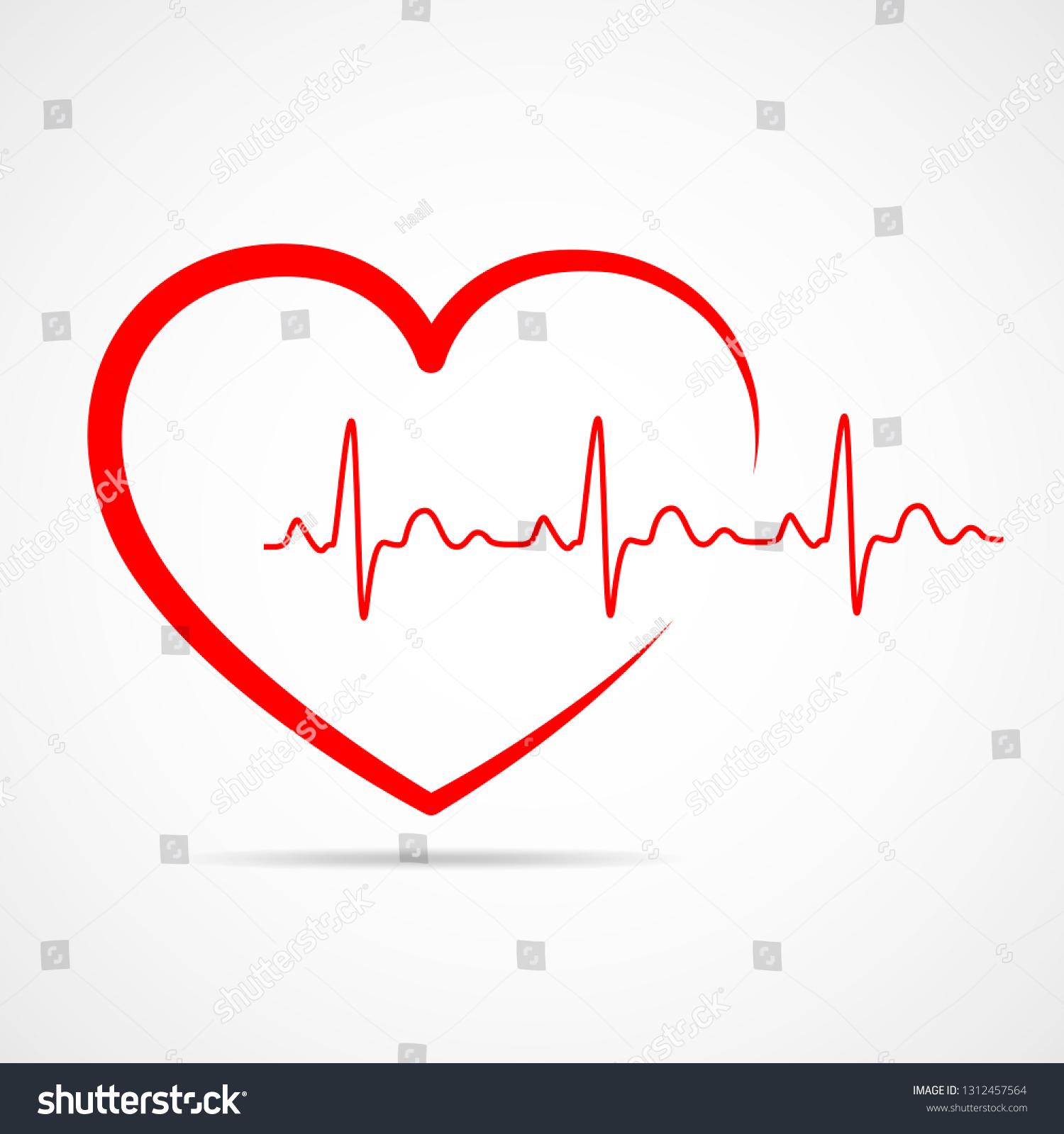 Red Heart Icon Sign Heartbeat Vector Stock Vector (Royalty Free ...