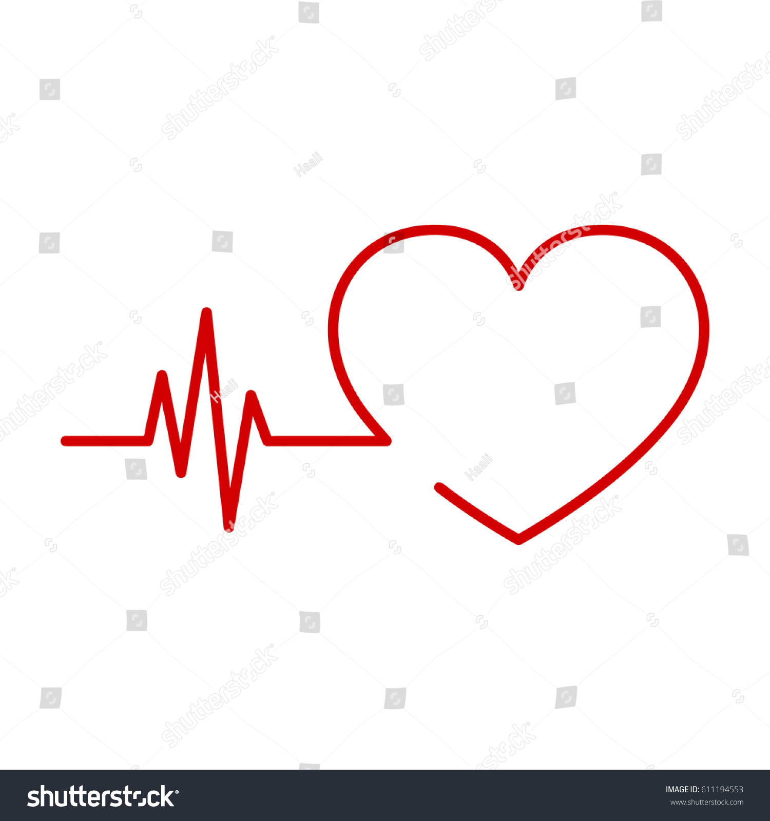 Red Heart Icon Sign Heartbeat Vector Stock Vector 611194553 - Shutterstock