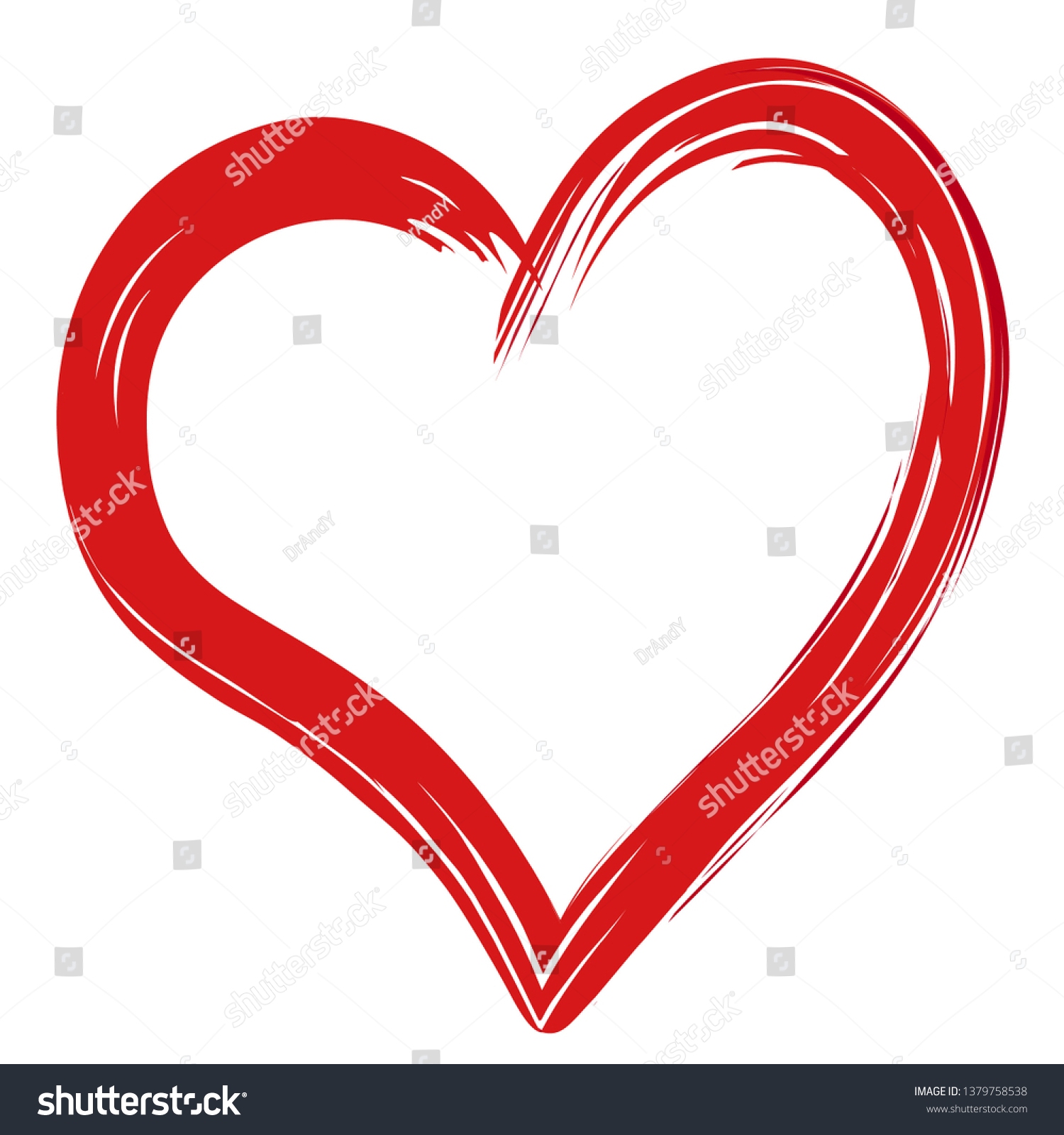 Red Heart Painted Brush Isolated On Stock Vector (Royalty Free ...