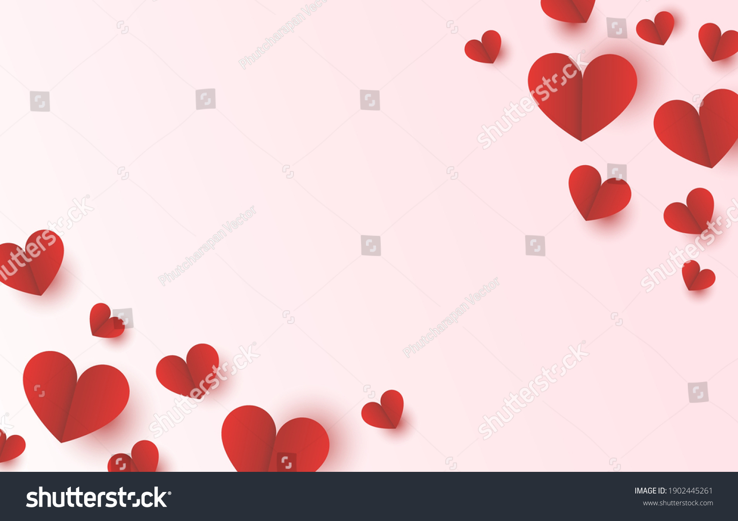 Red Heart Paper Border Frame Pink Stock Vector (Royalty Free) 1902445261