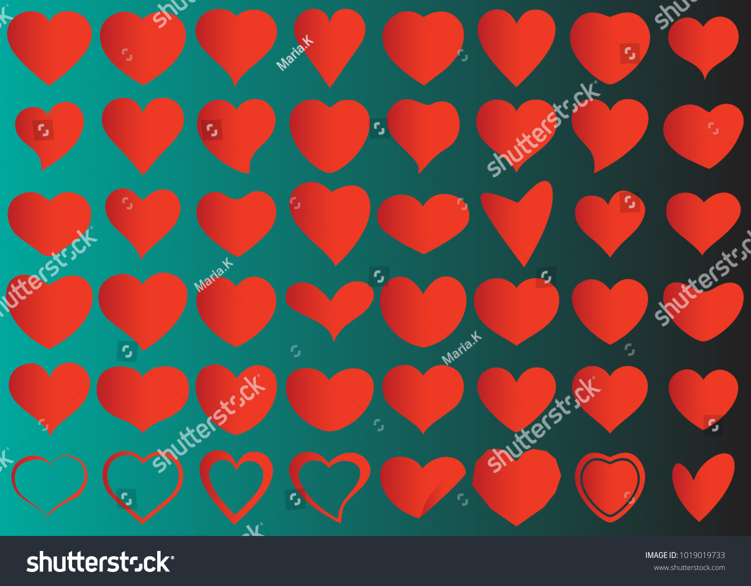 Red Heart Vector Set Icon Background Stock Vector Royalty Free 1019019733 Shutterstock 4023