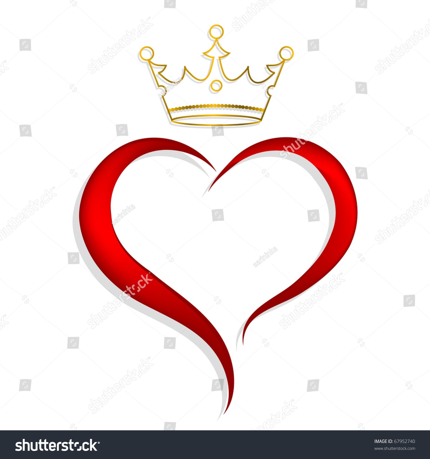 Red Heart With Golden Crown Stock Vector Illustration 67952740 ...