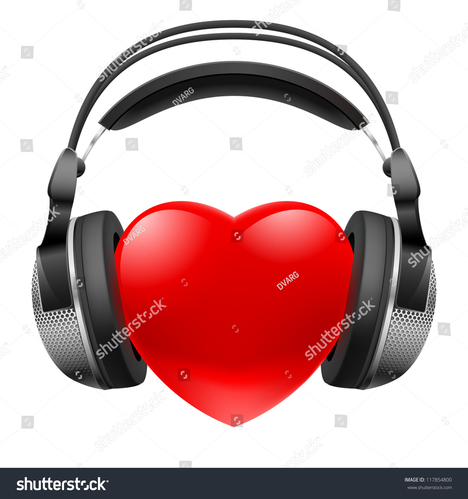 Red Heart With Headphones. Music Concept. Illustration On White ...