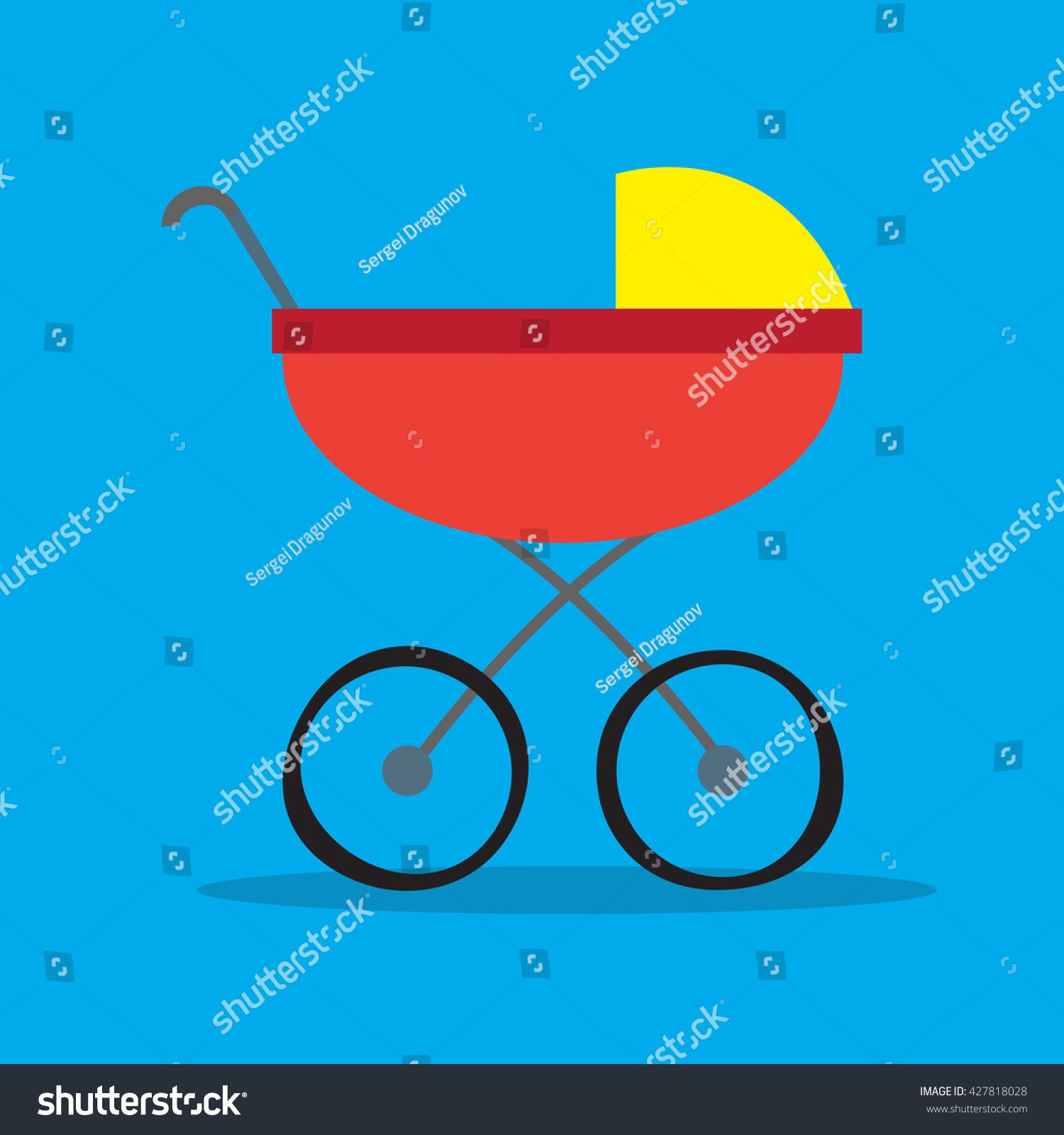 Red Kids Pram Vector Illustration Stock Vector (Royalty Free) 427818028 ...