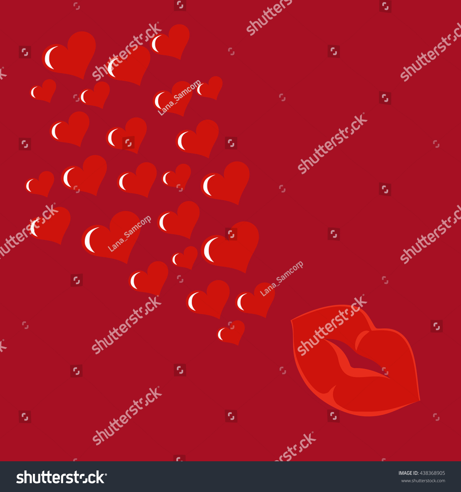 Red Kissing Smiling Cartoon Lips Isolated Stock Vector (Royalty Free ...