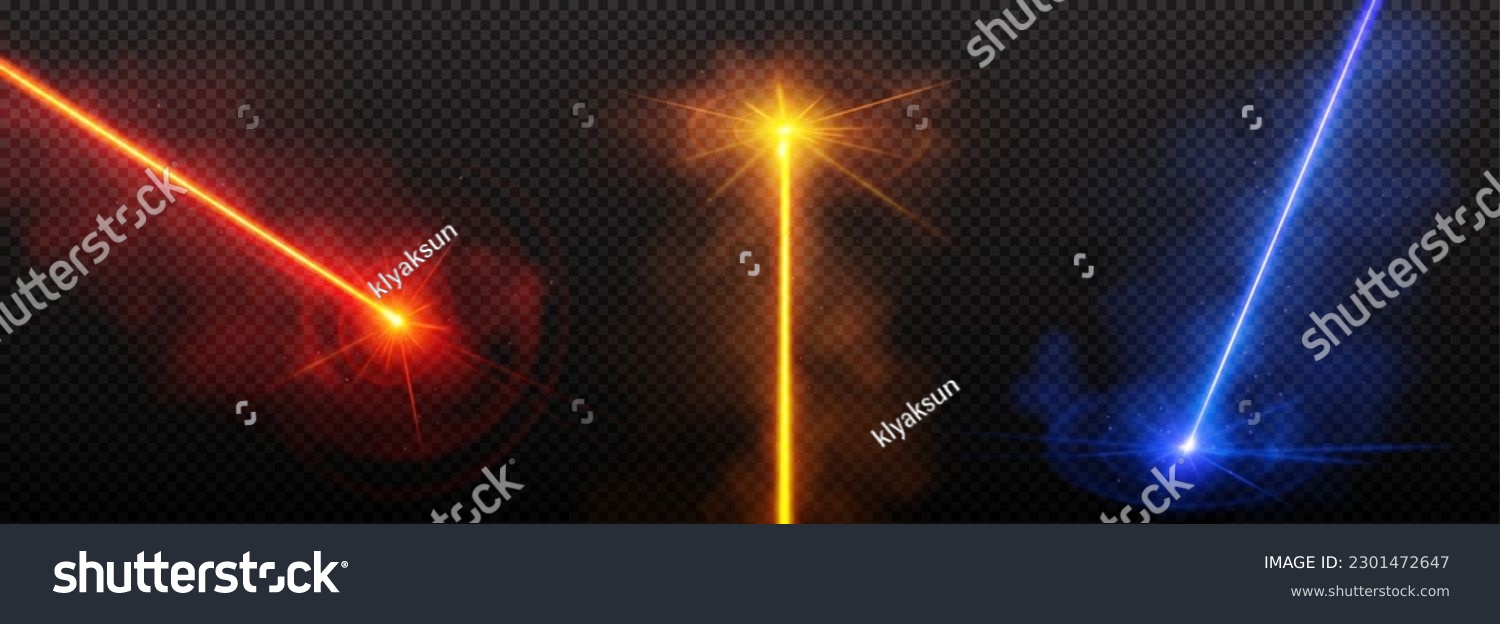SVG of Red laser light beam effect isolated on transparent background. Vector blue neon line abstract design. Lazer show with sparkle and smoke presentation pointer. Led broadway entertainment illustration svg