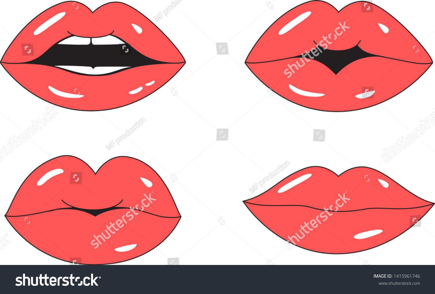 Red Lips Mouth Vector Flat Kiss Stock Vector Royalty Free 1415961746 Shutterstock