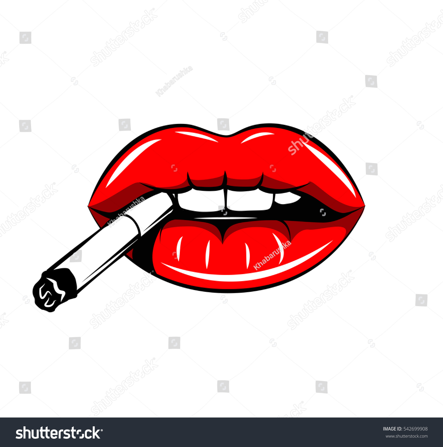 Red Lipstick Cigarette Vector Illustration Isolated Stock Vector ...