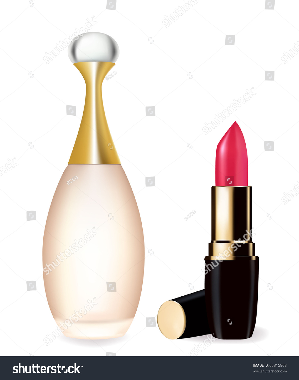 Red Lipstick Perfume Bottle Vector Stock Vector (Royalty Free) 65315908 Shutterstock
