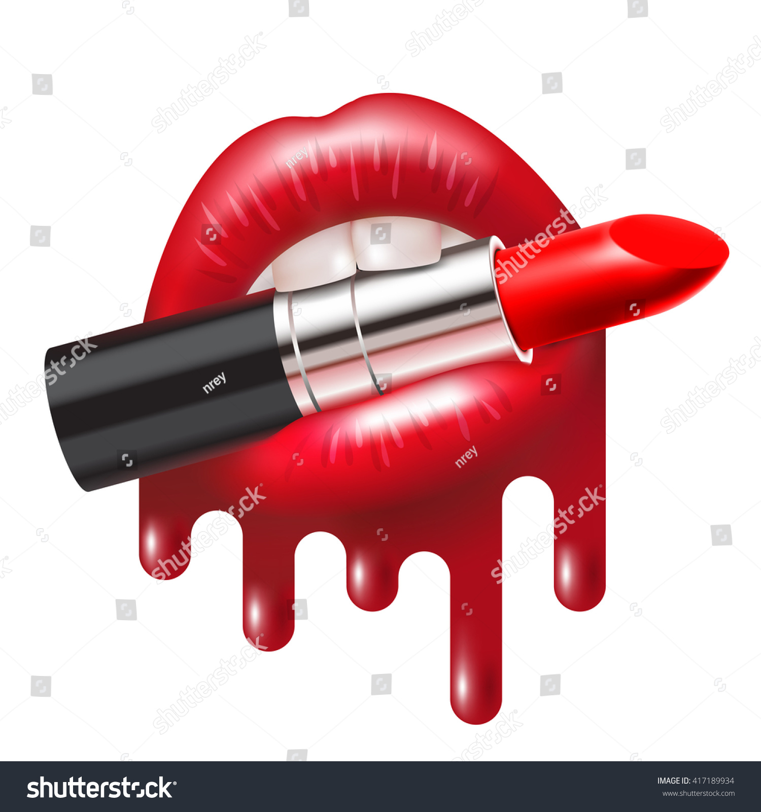 Red Lipstick Open Mouth Glossy Melted Stock Vector Royalty Free 417189934