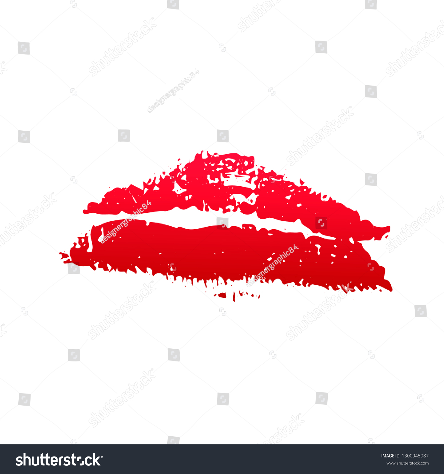 Red Lipstick Kiss On White Background Stock Vector Royalty Free 1300945987 Shutterstock 