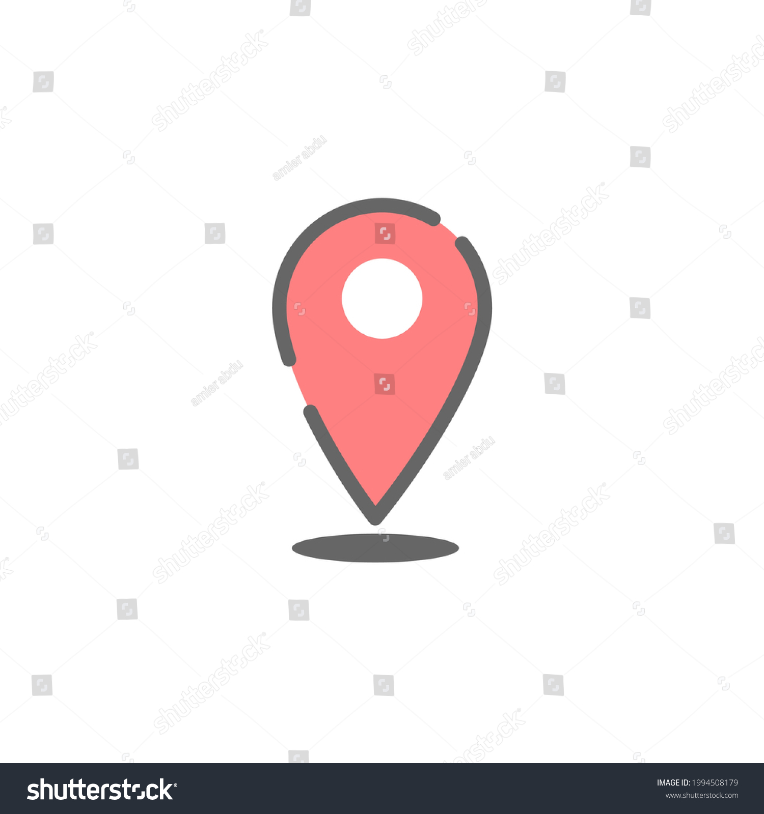 Red Location Icon Dotted Line Style Stock Vector (Royalty Free ...