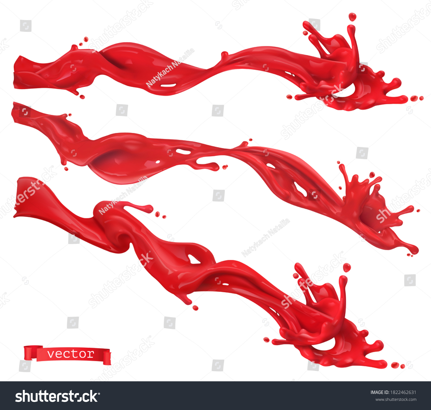 Red Long Splashes Paint 3d Realistic Stock Vector (Royalty Free) 1822462631