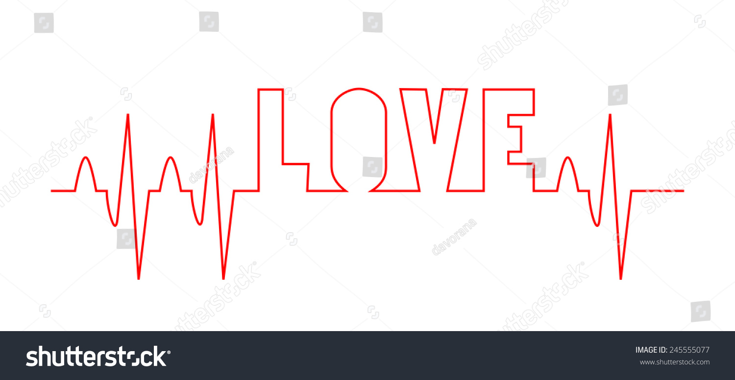 red love word ekg medical design stock vector royalty free