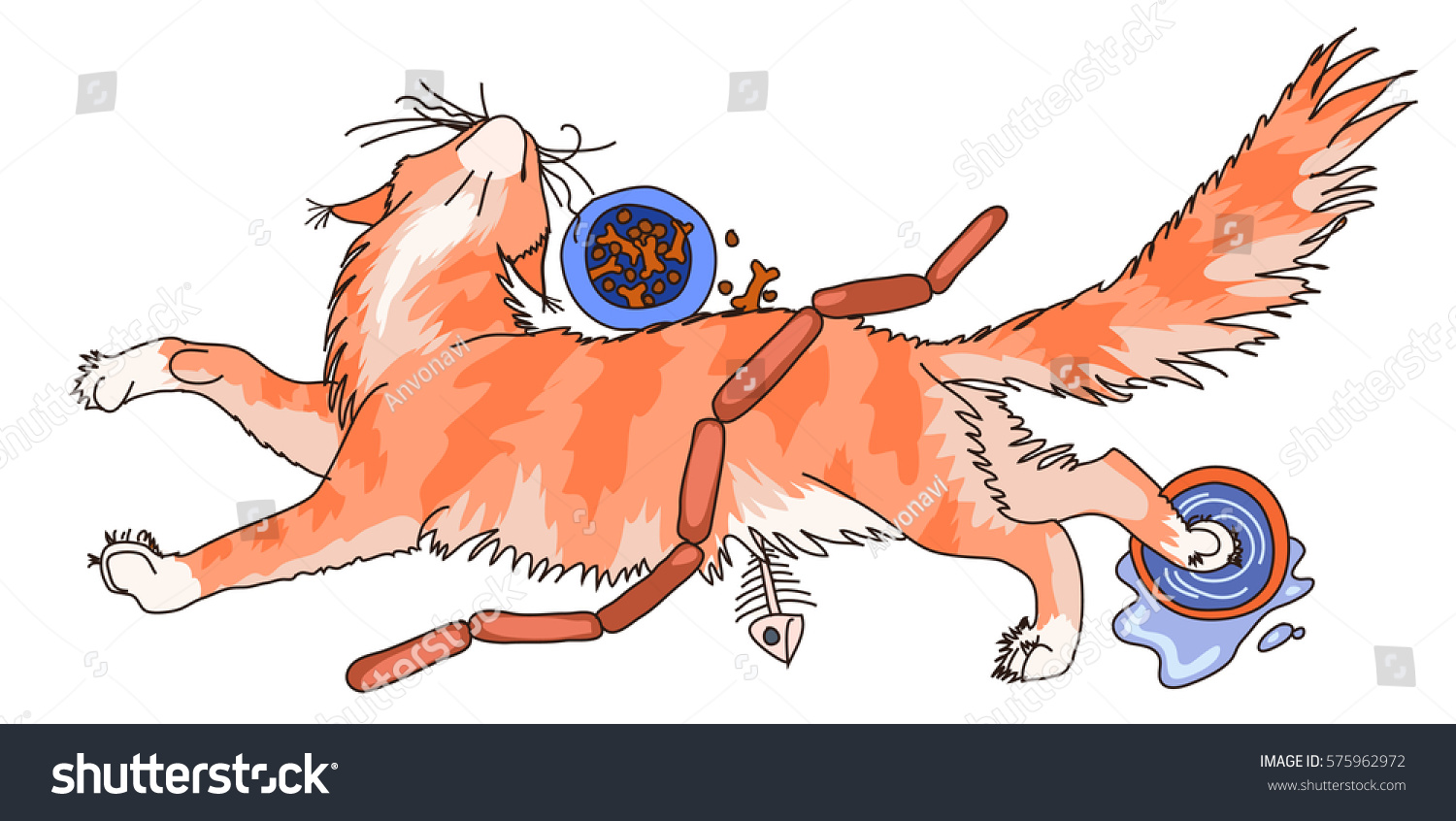 Red Maine Coon Cat Lies Bowl Stock Vector 575962972 - Shutterstock