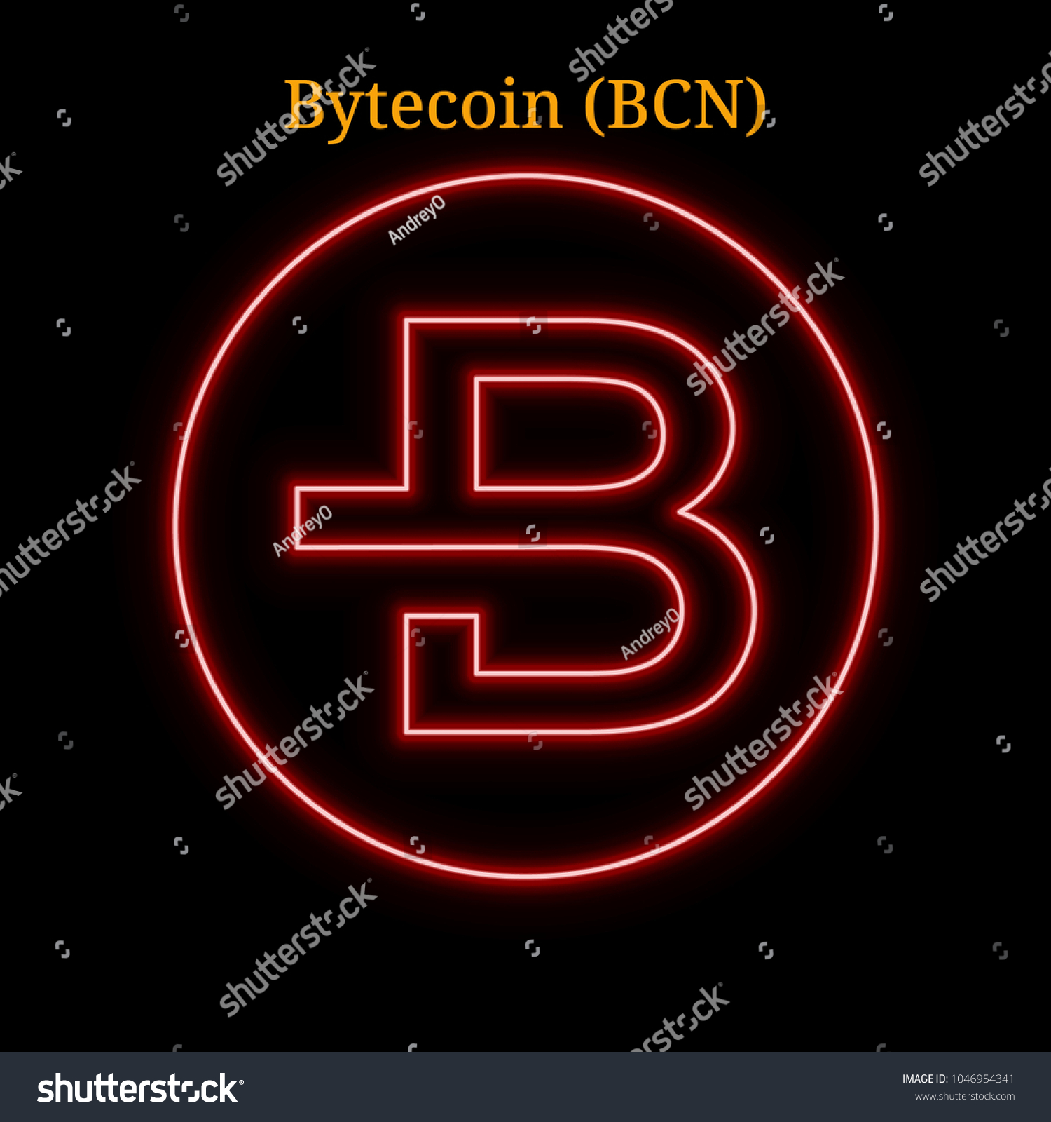 SVG of Red neon Bytecoin (BCN) cryptocurrency symbol. Vector illustration eps10 isolated on black background svg