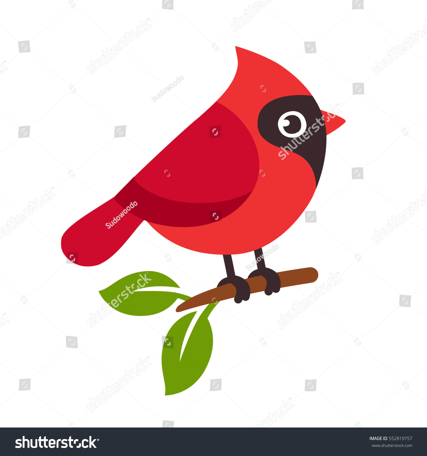 Red Northern Cardinal Bird On Tree Stock Vector 552819757 - Shutterstock