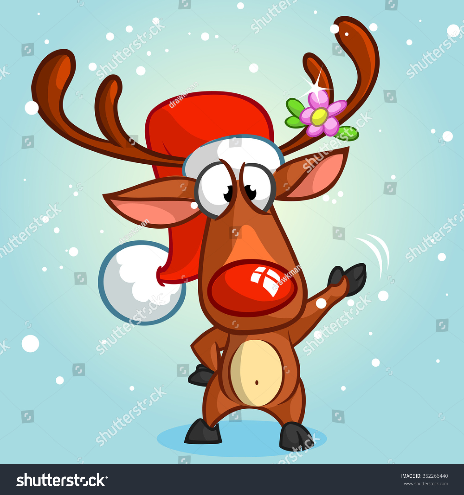 Red Nose Reindeer Rudolph Cute Elf Stock Vector (Royalty Free ...