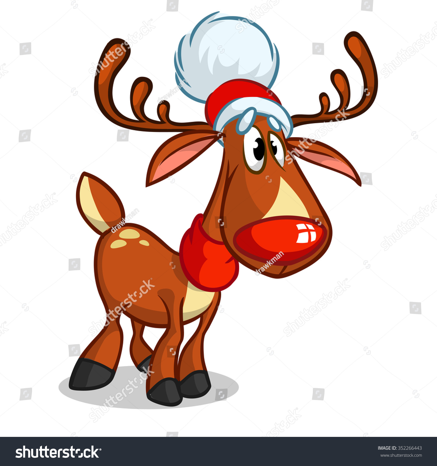 Red Nose Reindeer Rudolph. Christmas Vector Characters - 352266443 ...