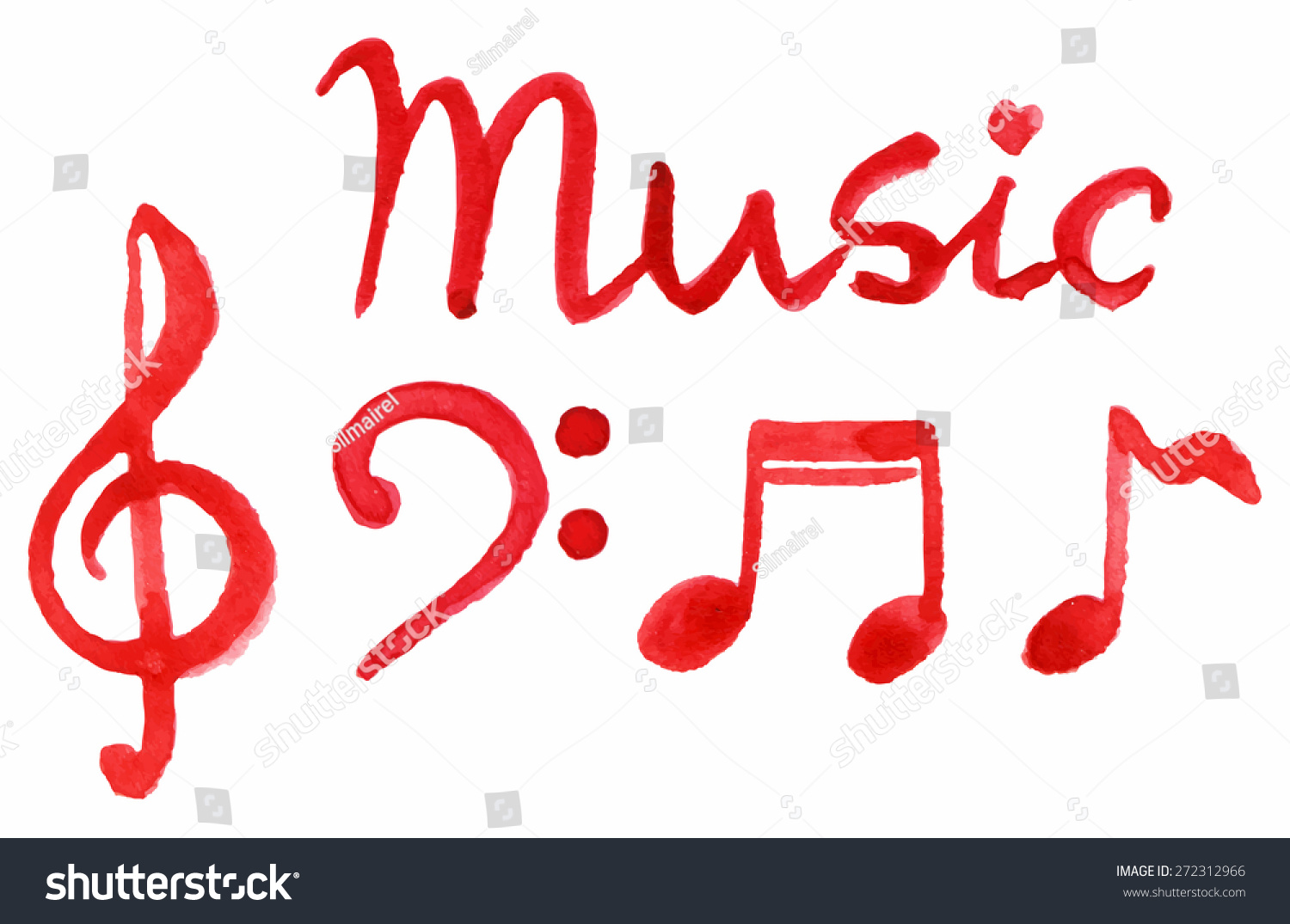Red Notes Music Symbol Set Isolated Stock Vector (Royalty Free ...