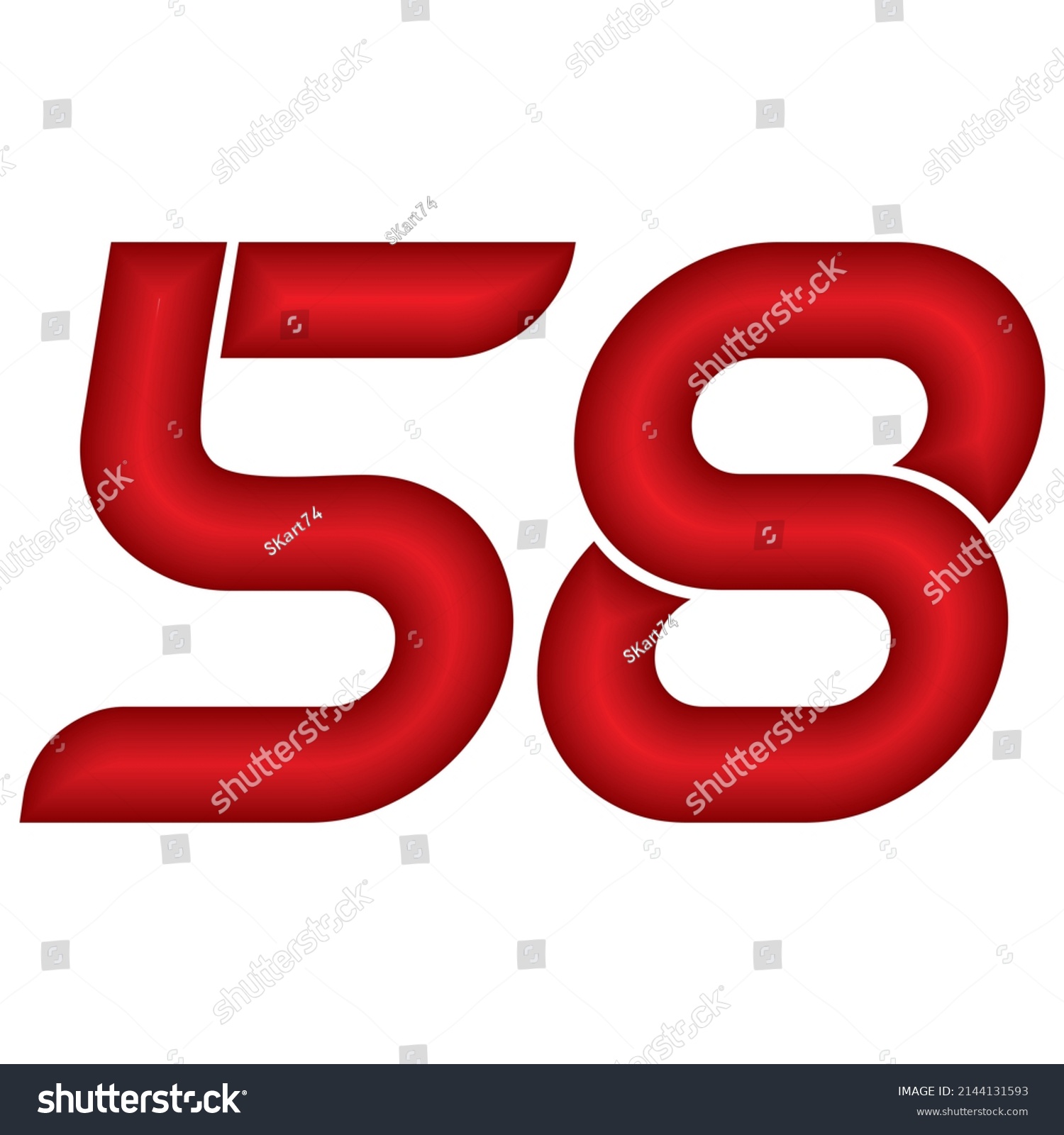 Red Number Fifty Eight Vector Illustration Stock Vector (Royalty Free ...