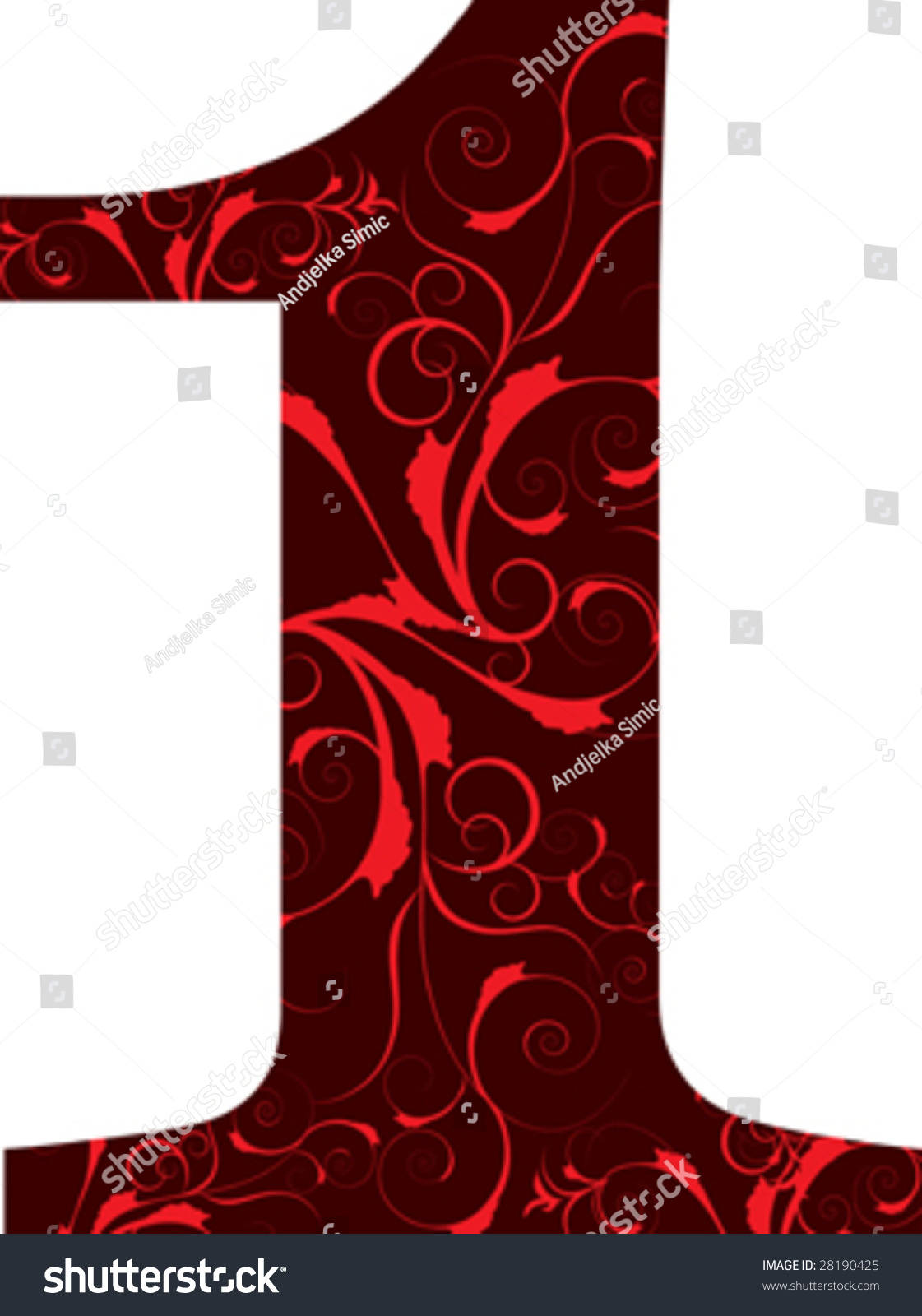 Red Number One Isolated On White Stock Vector (Royalty Free) 28190425