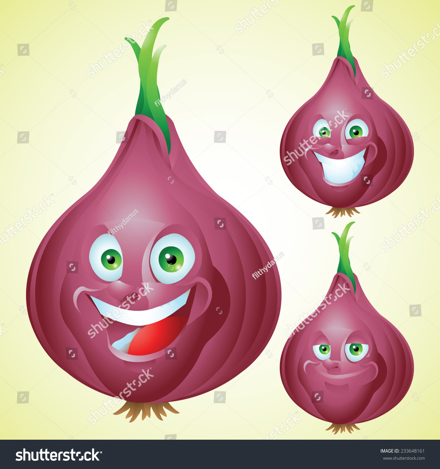 Red Onion Face Expression Cartoon Character Stock Vector (Royalty Free