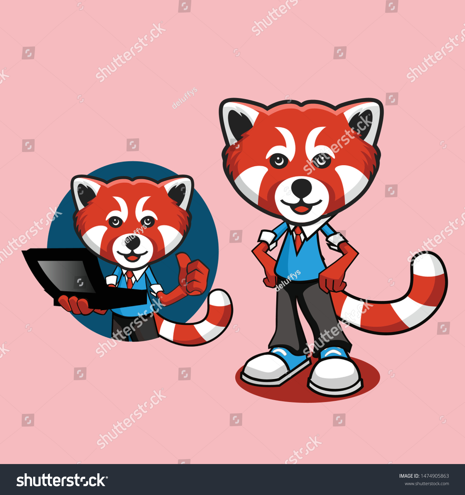 Red Panda Character Vector Design Stock Vector Royalty Free