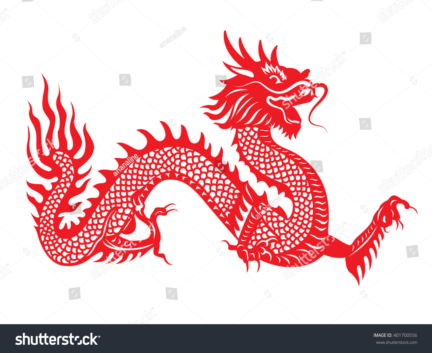 Red Paper Cut Dragon China Zodiac Symbols Stock Vector 401700556 ...