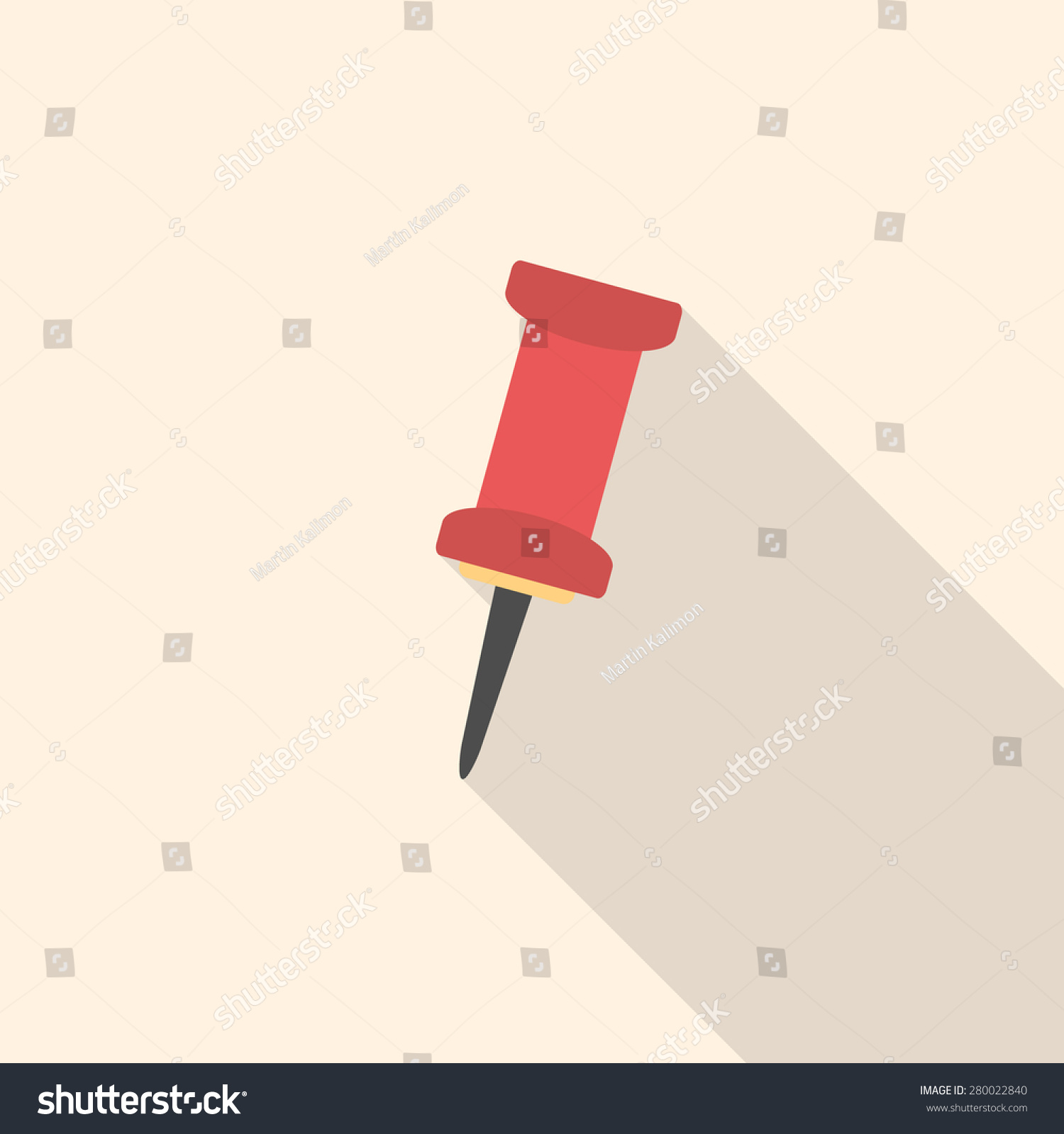 Red Pin On Background Flat Design Stock Vector (Royalty Free) 280022840 ...
