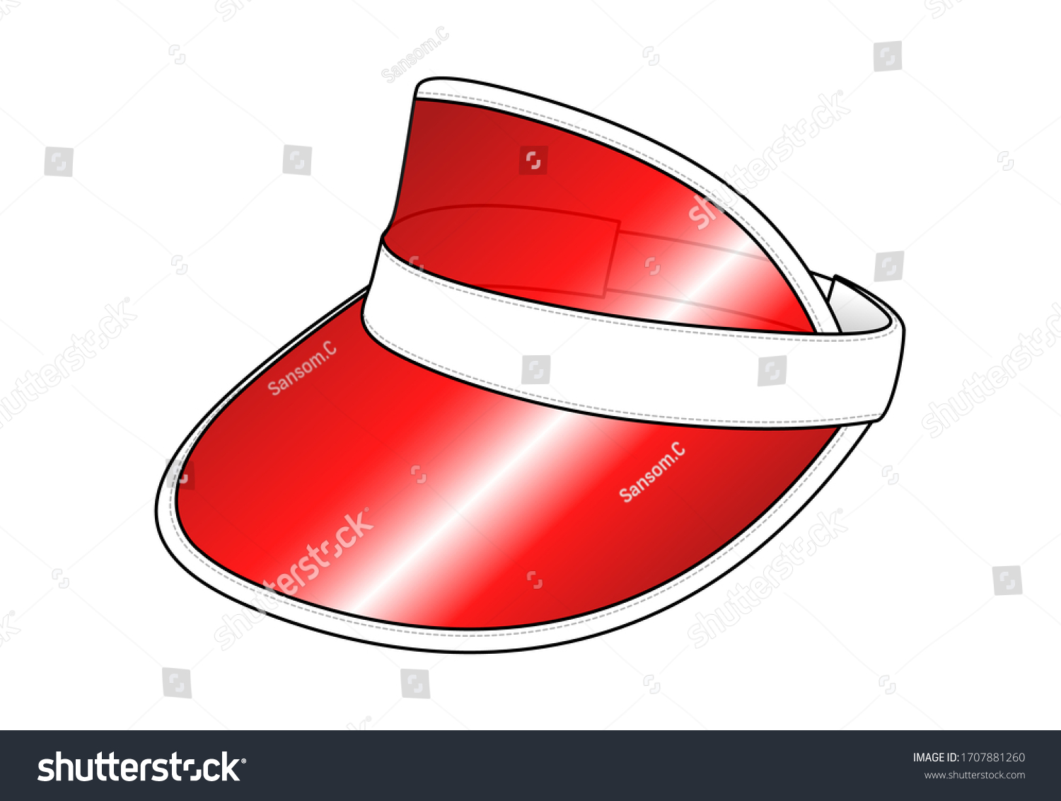 Red Plastic Sun Visor Cap Vector Stock 
