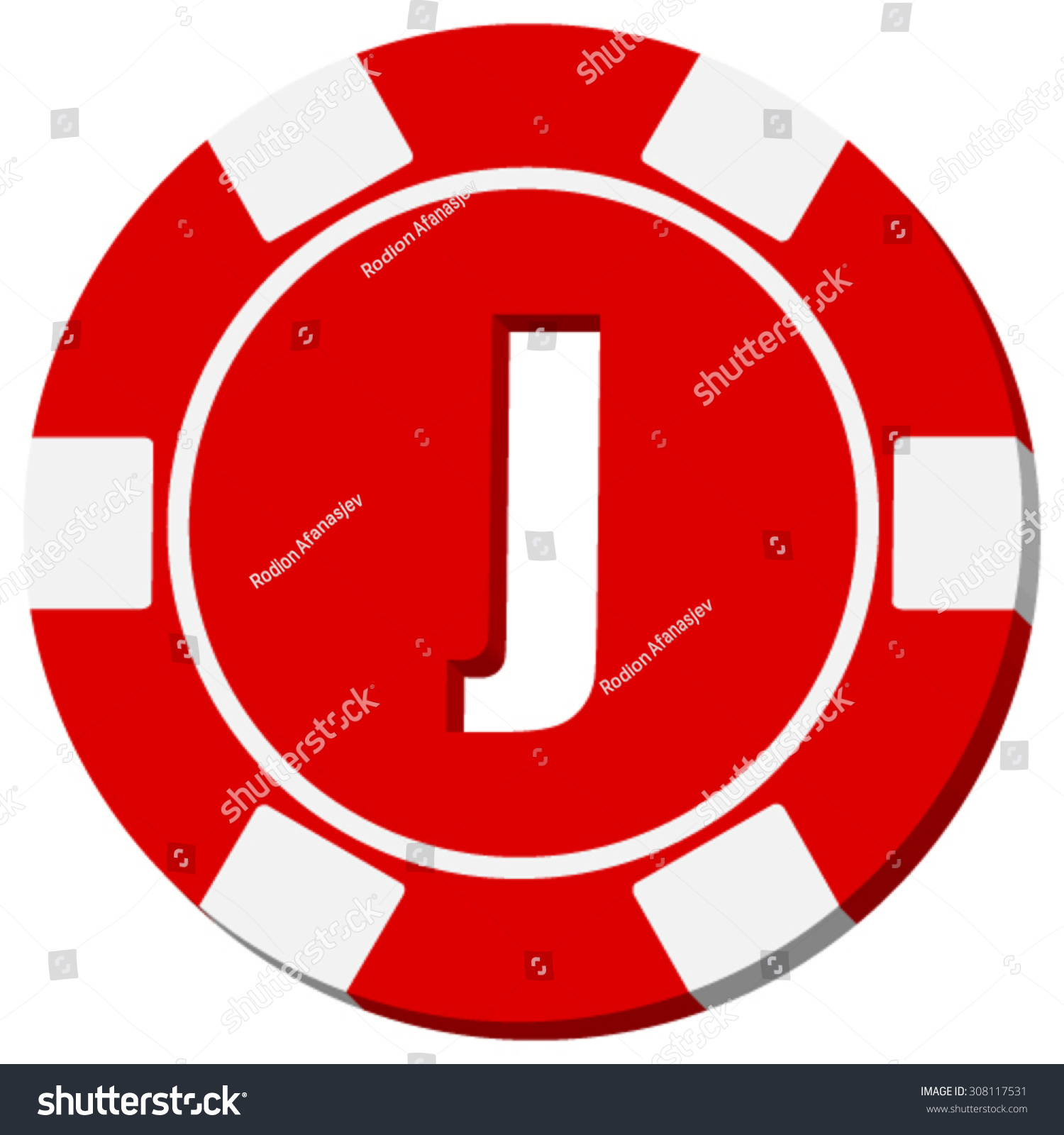 Red Poker Chip Isolated On White Stock Vector Royalty Free
