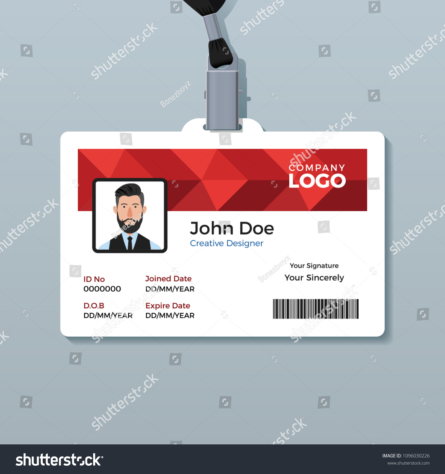 stock-vector-red-polygon-id- Throughout Pvc Card Template