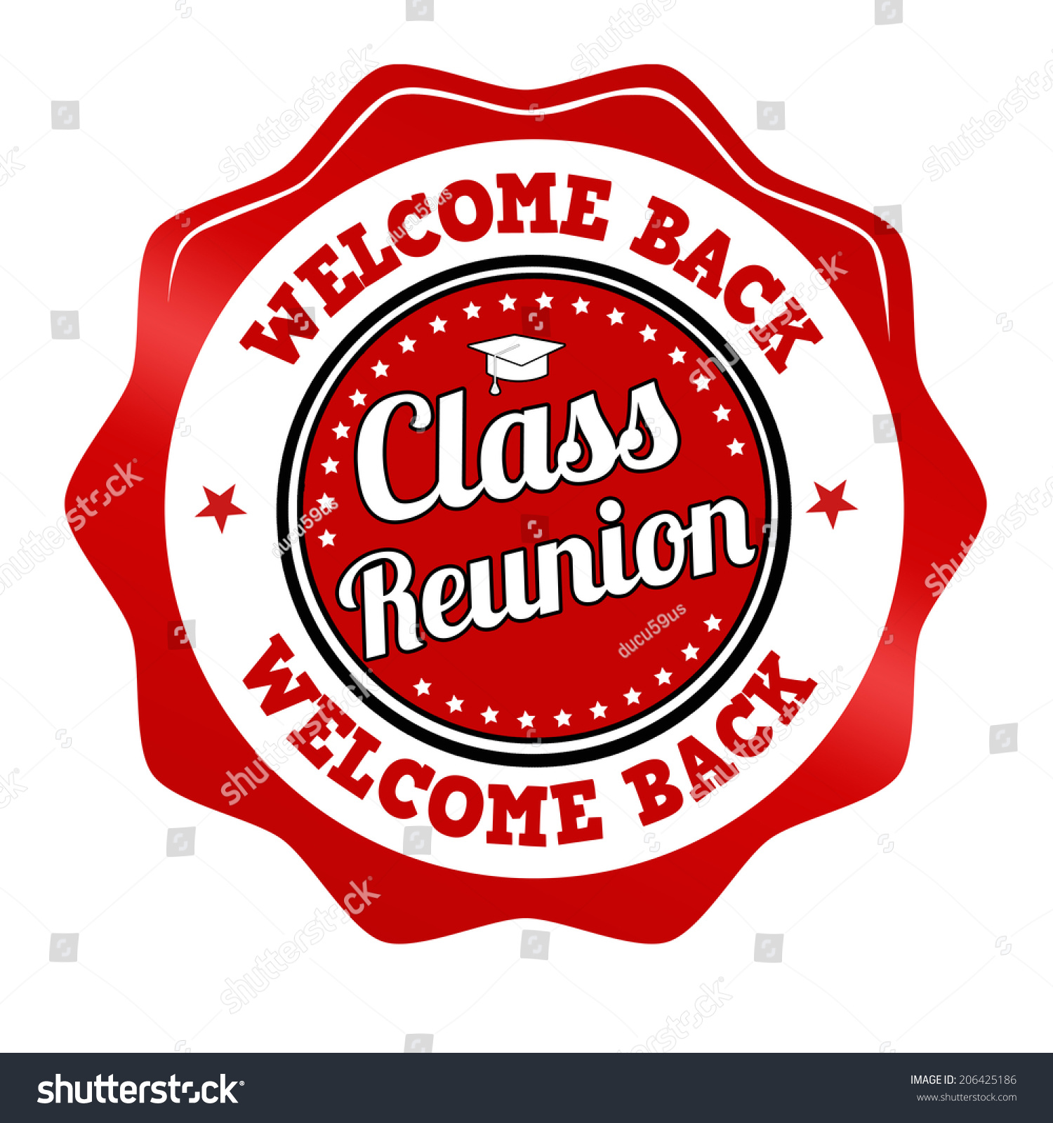 Red Promotional Sticker, Icon,Stamp Or Label For Class Reunion On White ...