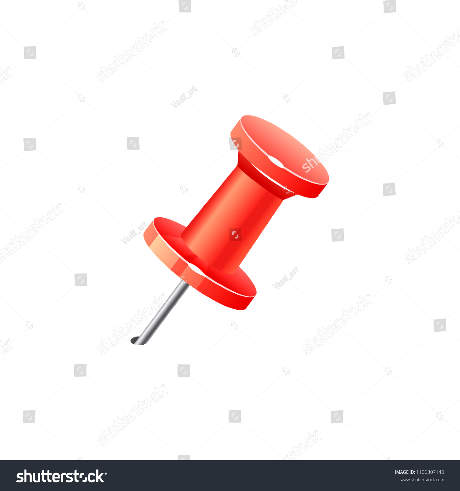 Red Push Office Pin Vector Realistic Stock Vector Royalty Free 1106307140