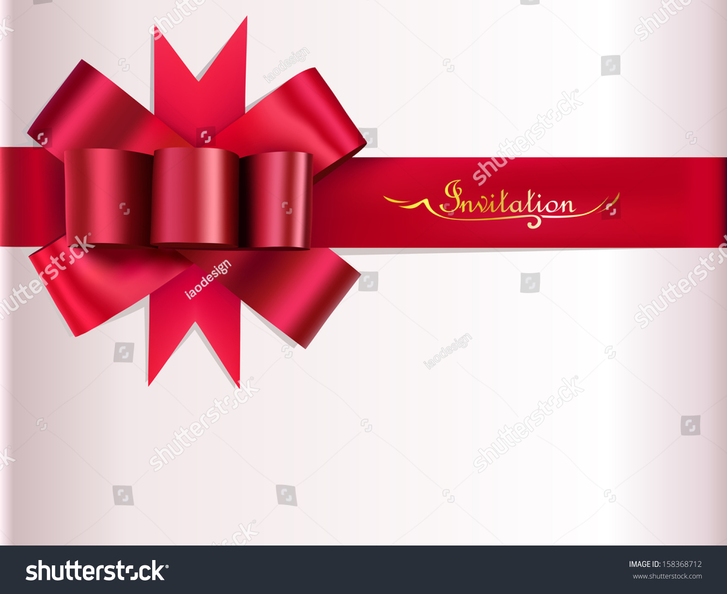 Red Ribbon Bow Invitation Vector Illustration Stock Vector (Royalty ...