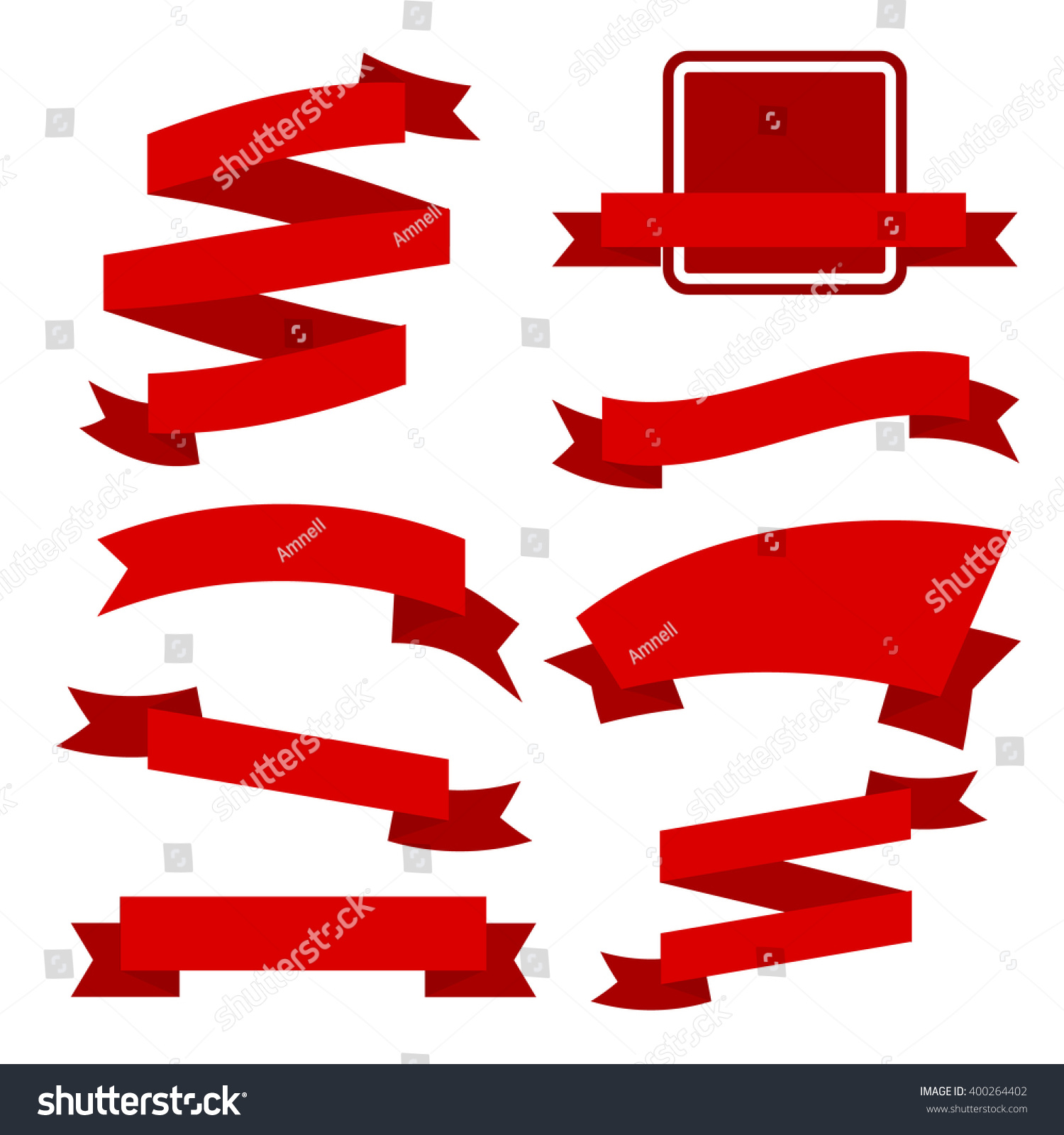 Red Ribbons Set Isolated On White Background. Vector Illustration ...