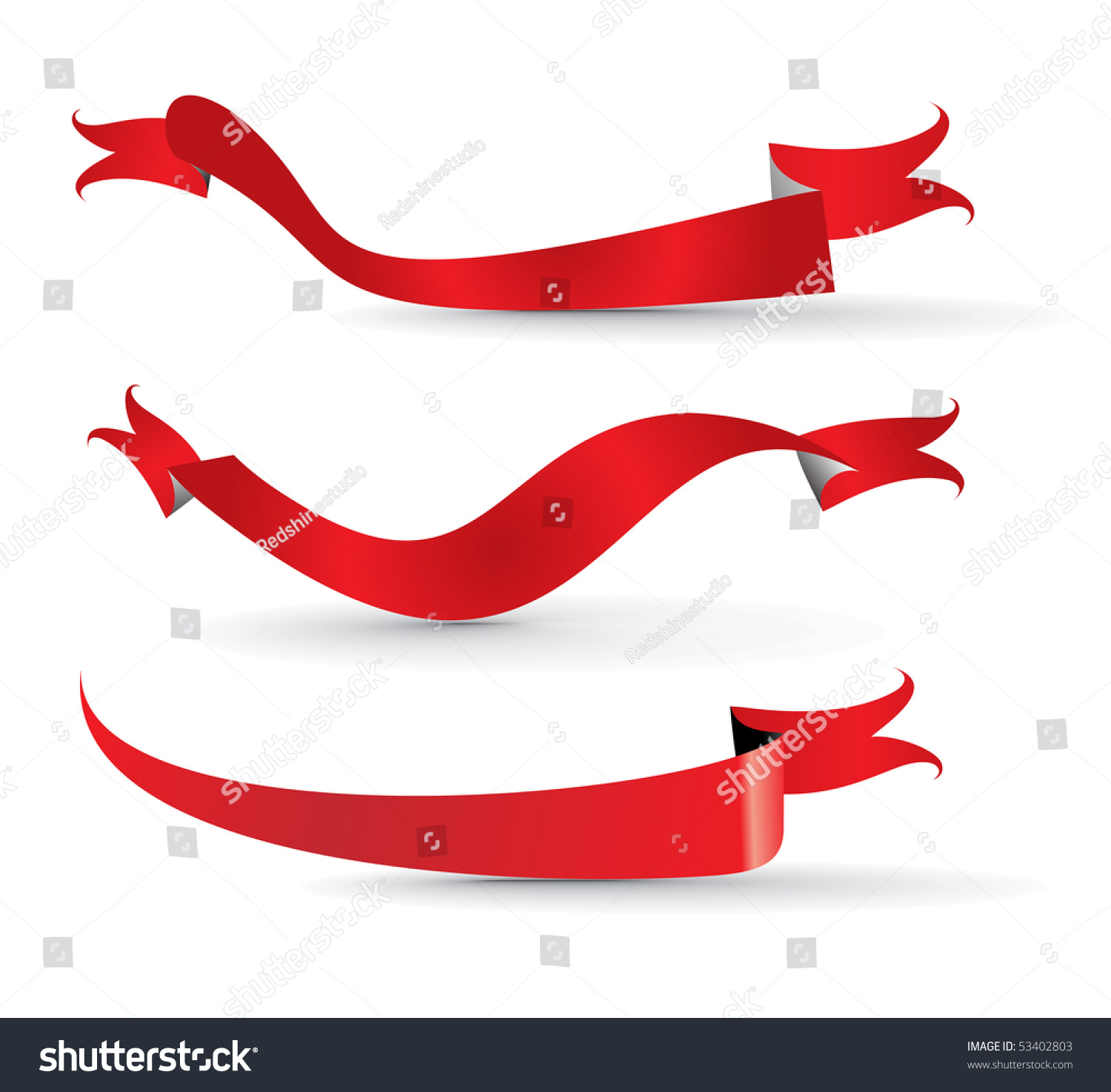Red Ribbons Vector Illustration: เวกเตอร์สต็อก (ปลอดค่าลิขสิทธิ์) 53402803