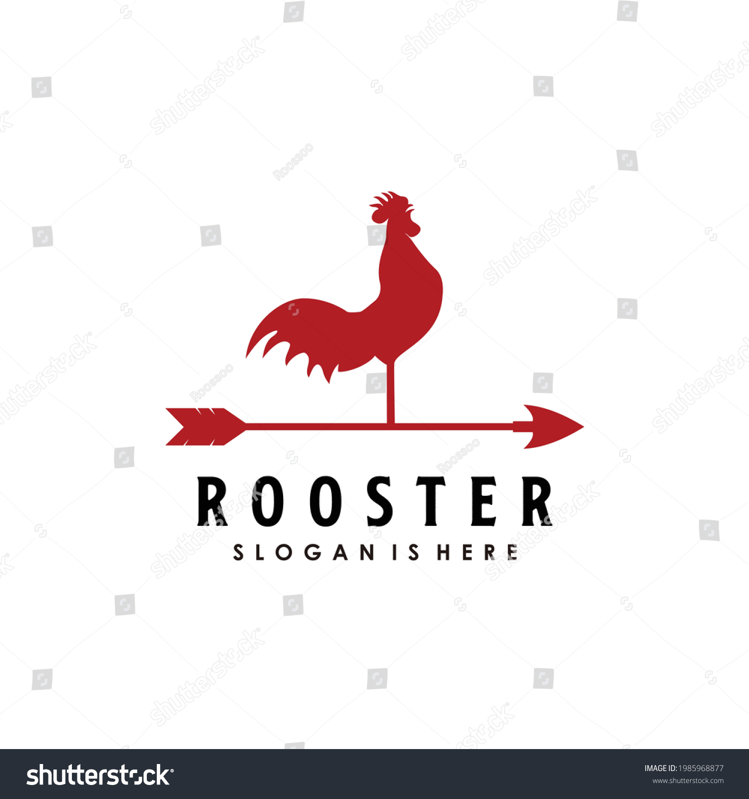 Red Rooster Compass Weather Vane Weathercock Stock Vector Royalty Free 1985968877 Shutterstock