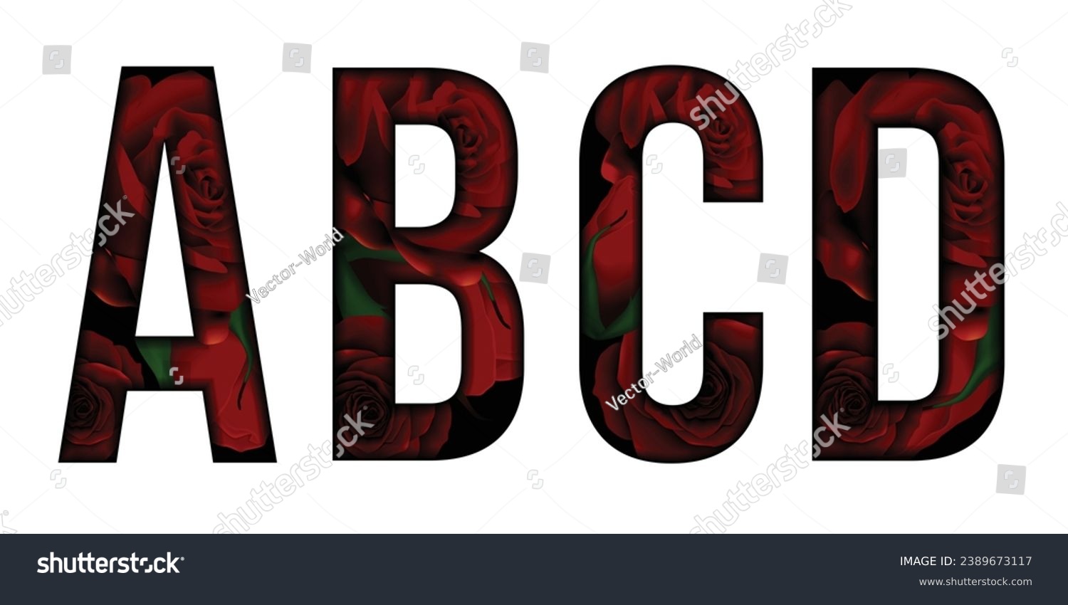 SVG of Red roses flower font Alphabet a, b, c, d, text effect. Made of Real rose with Precious paper cut shape of letter. Collection of brilliant roses font for unique decoration in spring concept idea svg