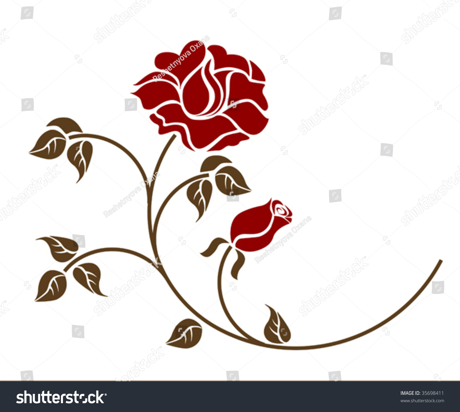 Red Roses On White Background Stock Vector 35698411 - Shutterstock