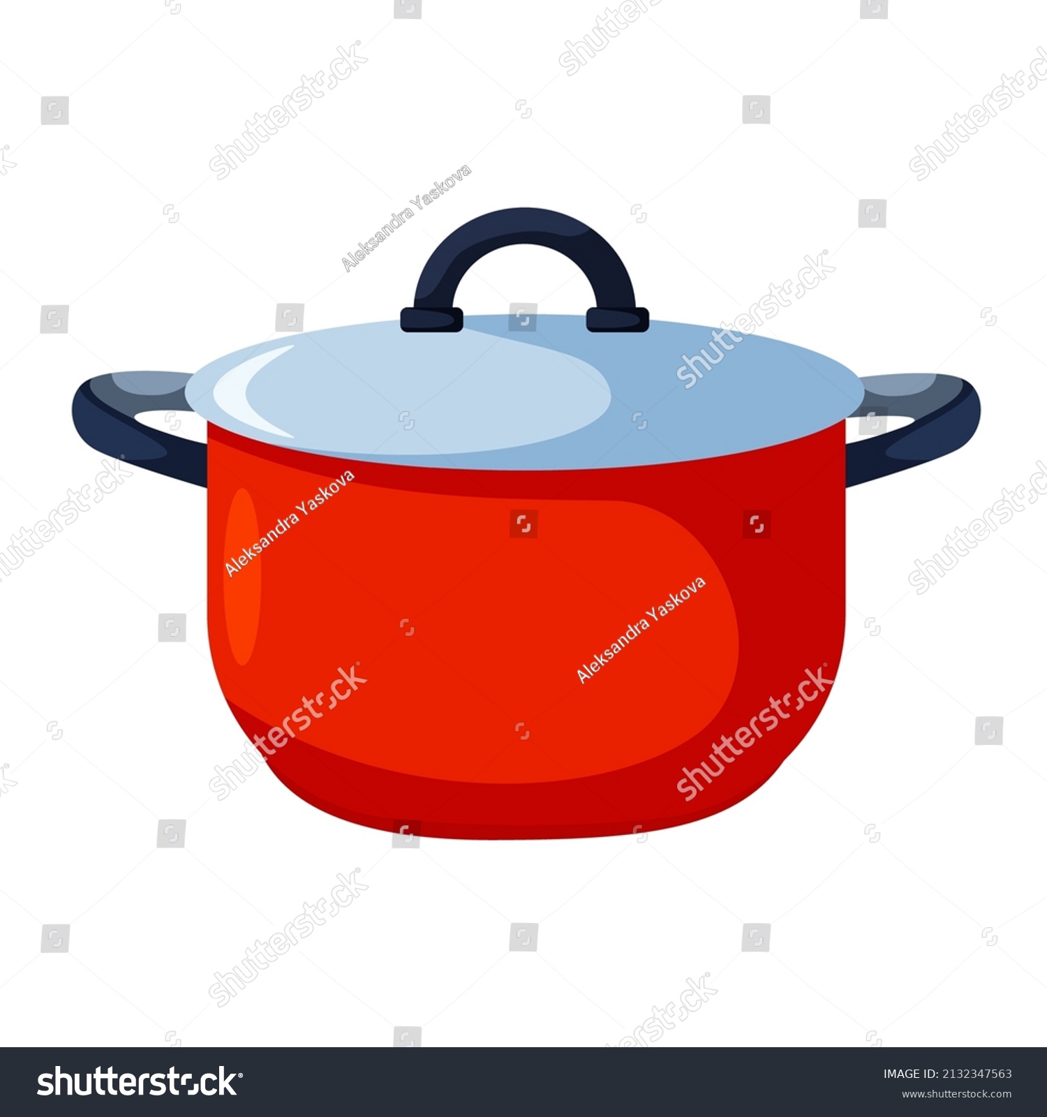 Red Saucepankitchen Utensil Vector Illustration Cartoon Stock Vector ...