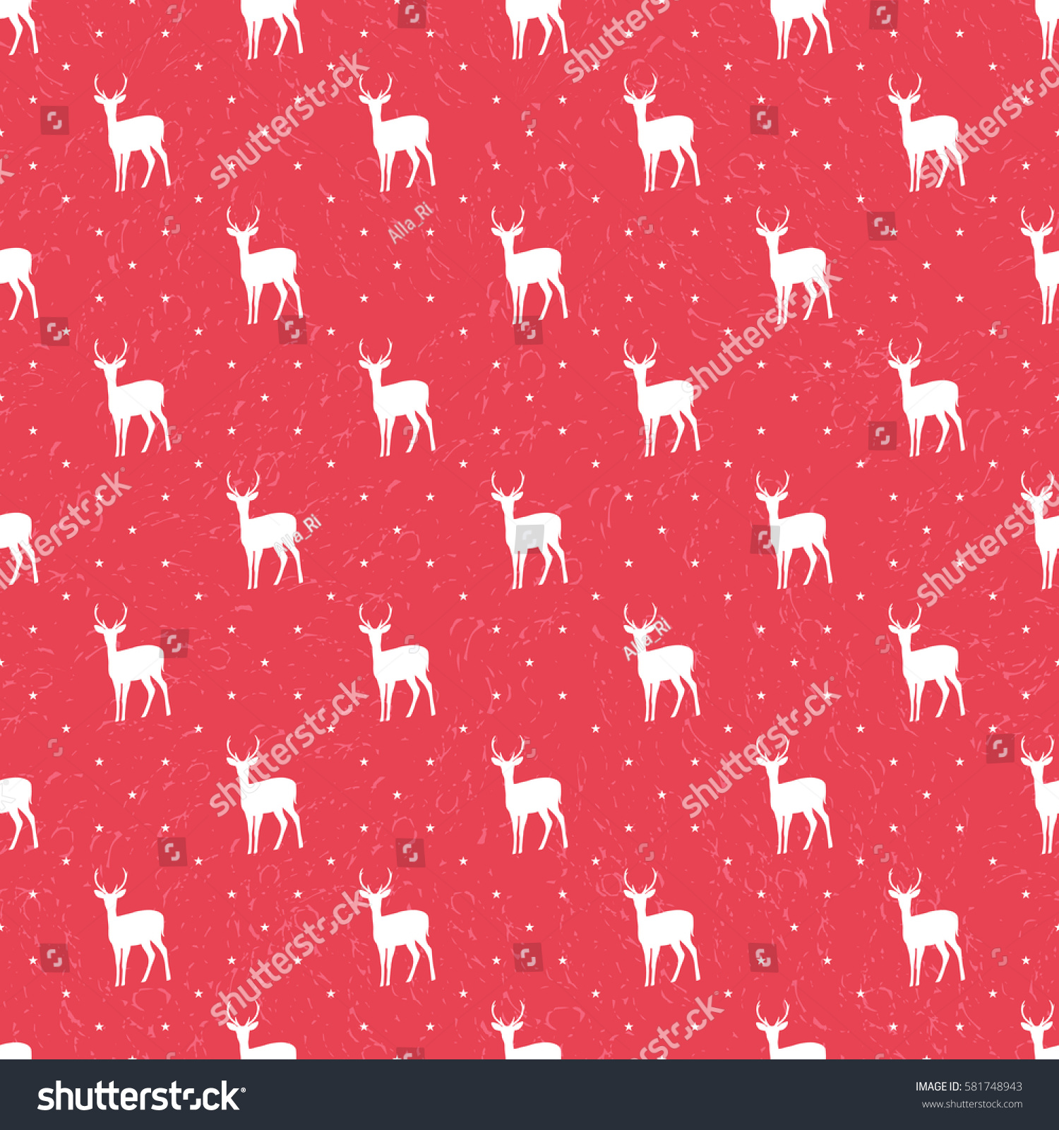 Red Seamless Pattern White Reindeers Vector Stock Vector (Royalty Free ...
