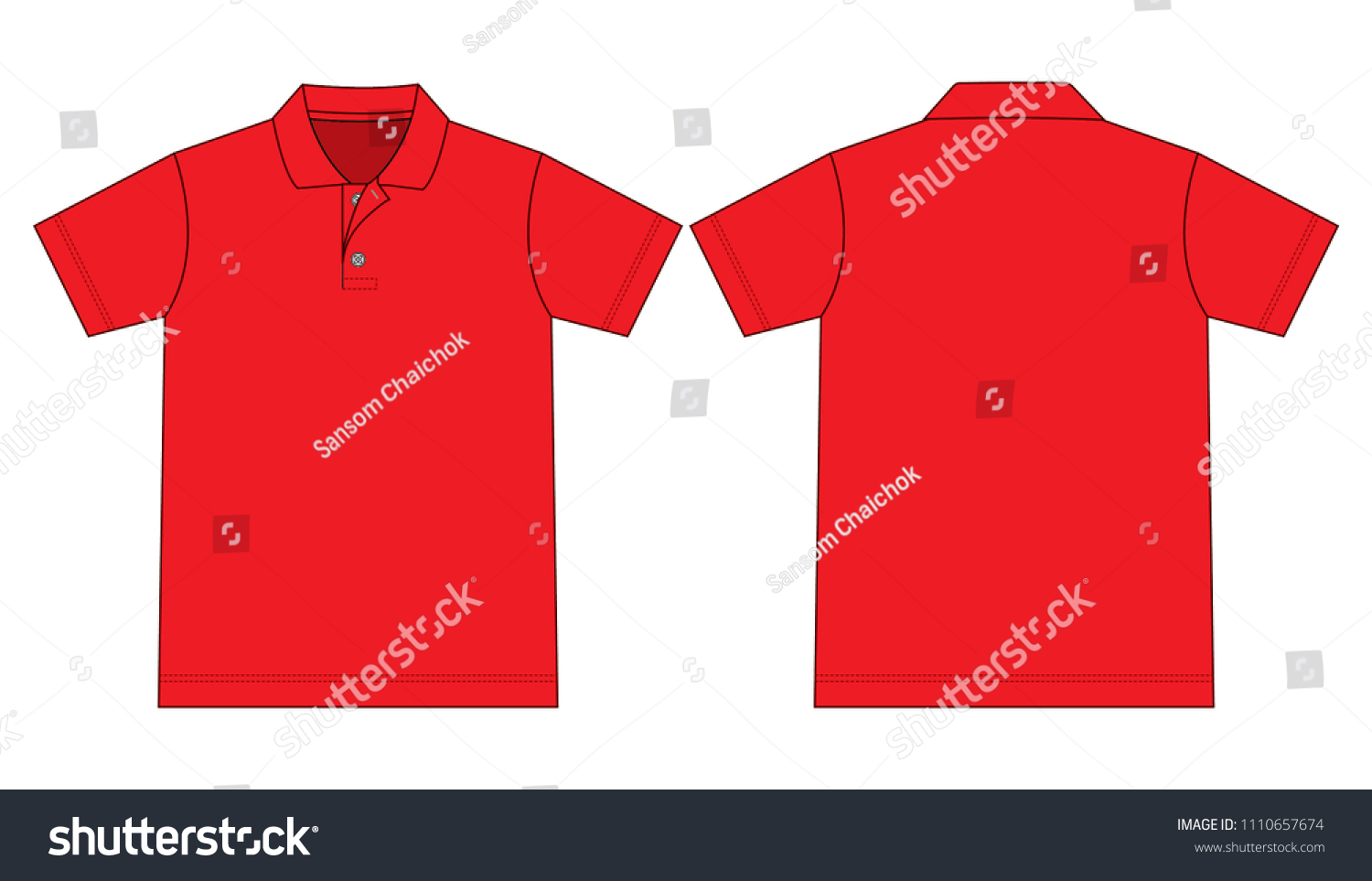 Red Shirt Template Flat Top View Stock Vector (Royalty Free) 1110657674