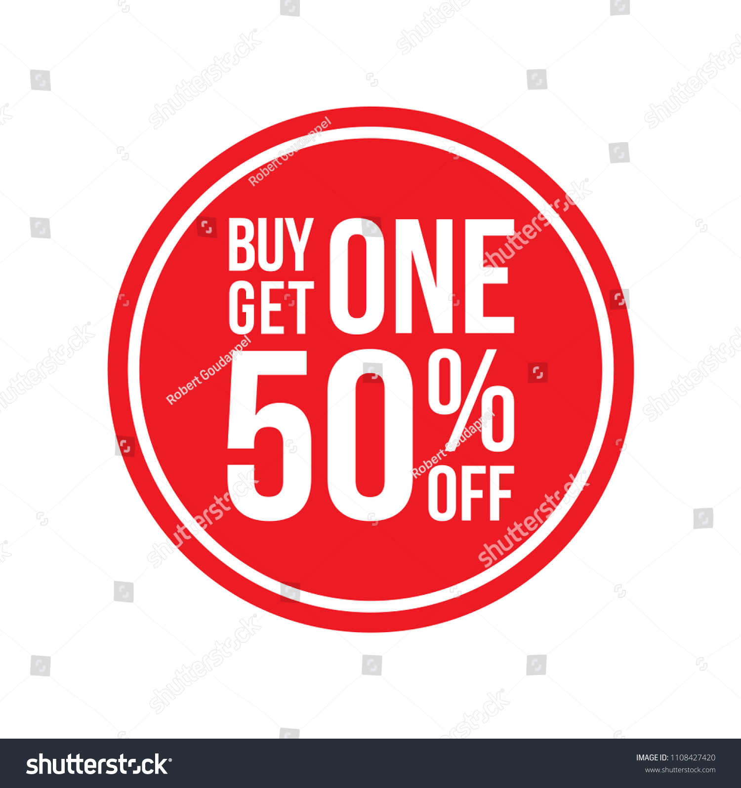 SVG of Red Shop Vector Sign For A Buy One Get One 50% Off Clearance Circular Round svg