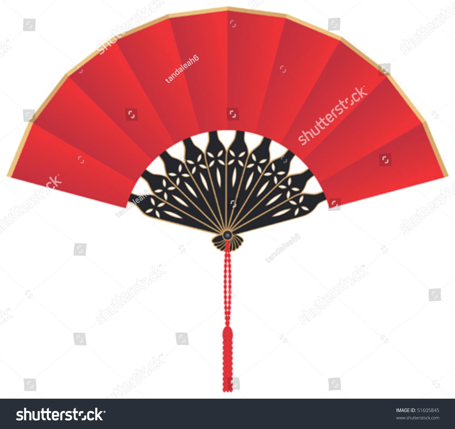 Red Silk Chinese Fan Vector - 51605845 : Shutterstock