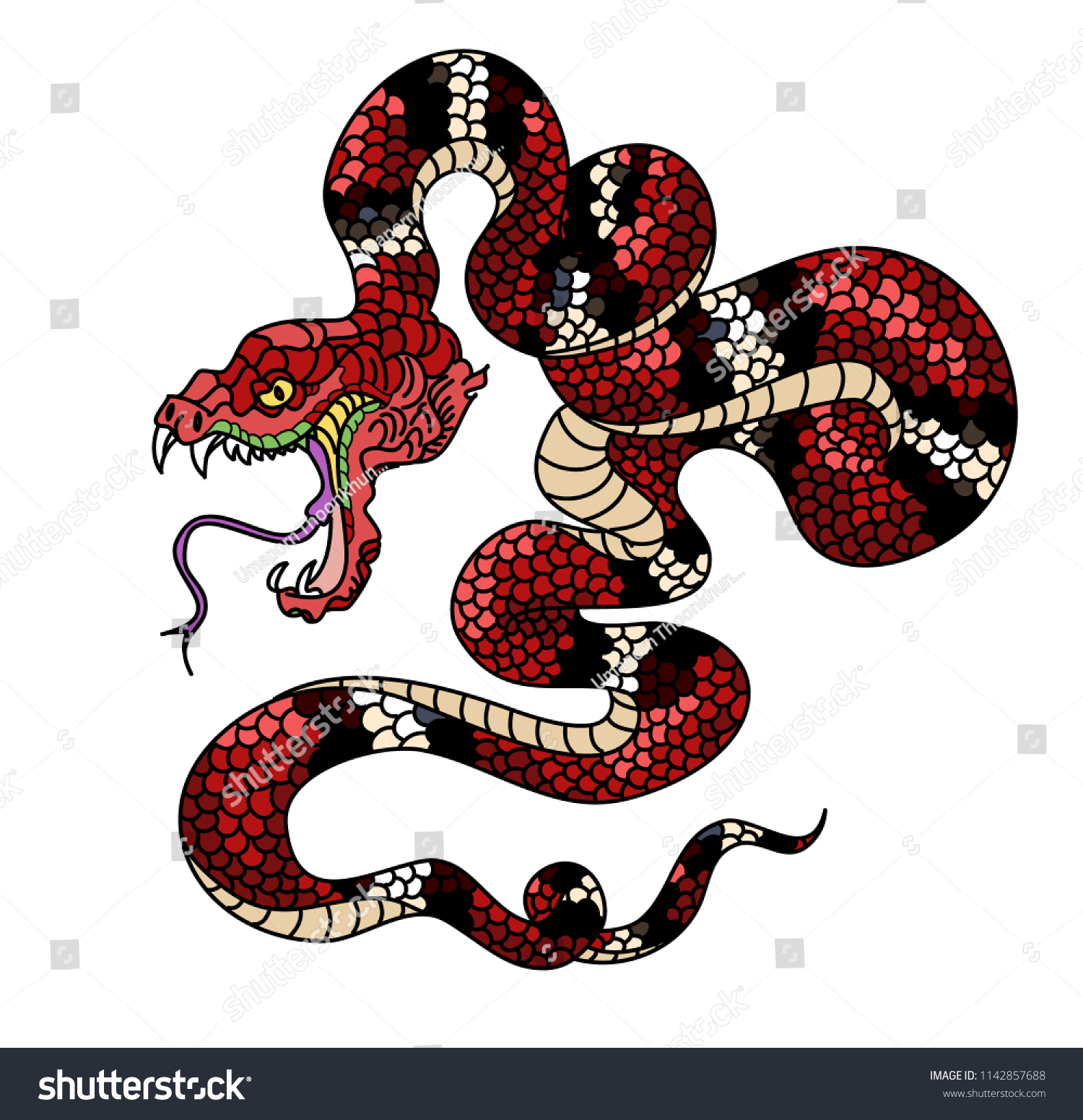 Red Snake Vectorlampropeltis Triangulum Vectorsticker Hand Stock Vector ...