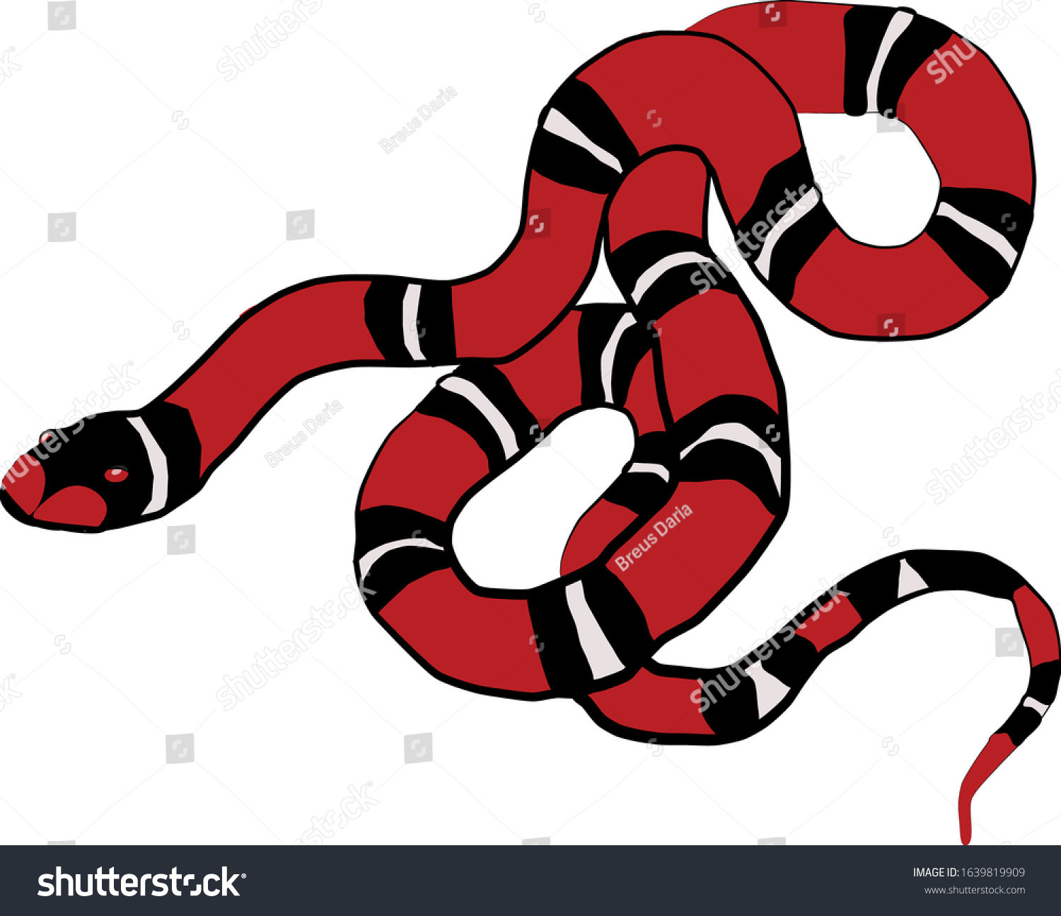 Red Snake Black White Stripes Stock Vector (Royalty Free) 1639819909